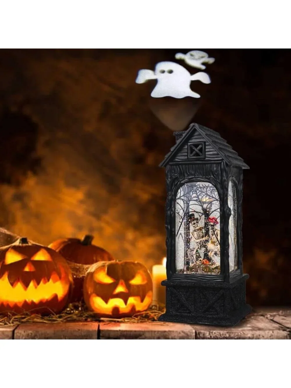Spooky Halloween Ghost Projection Snow Globe Lantern | Battery Operated, Timer